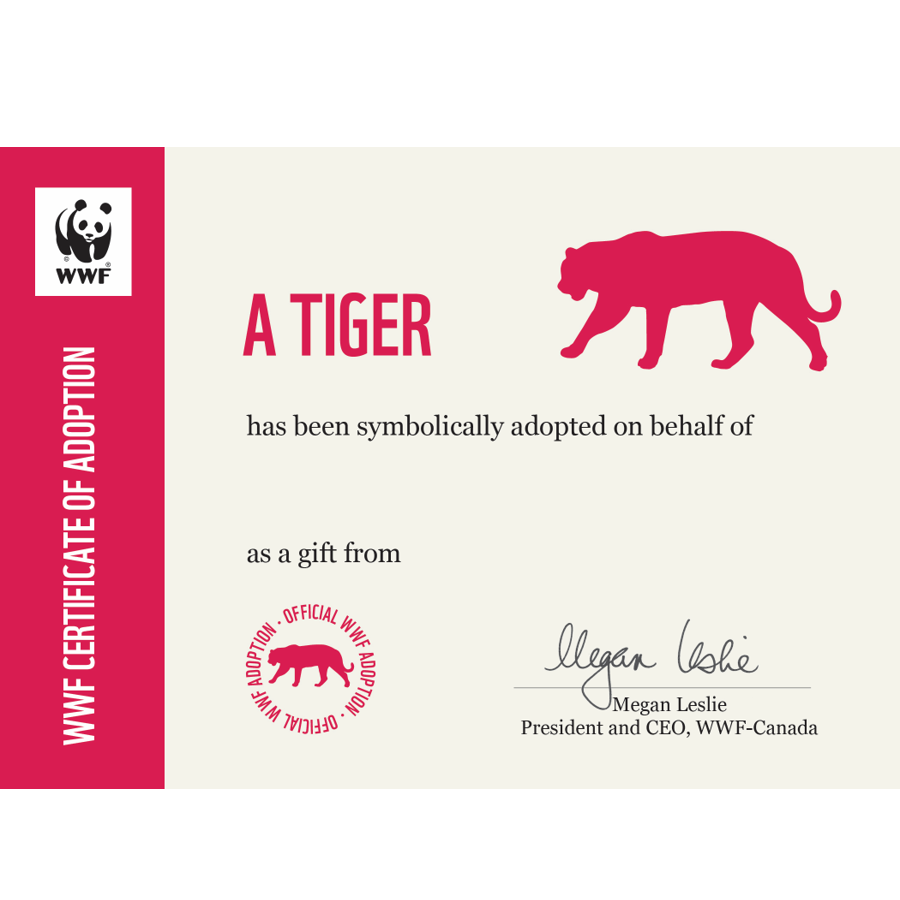 Tiger adoption card - WWF-Canada