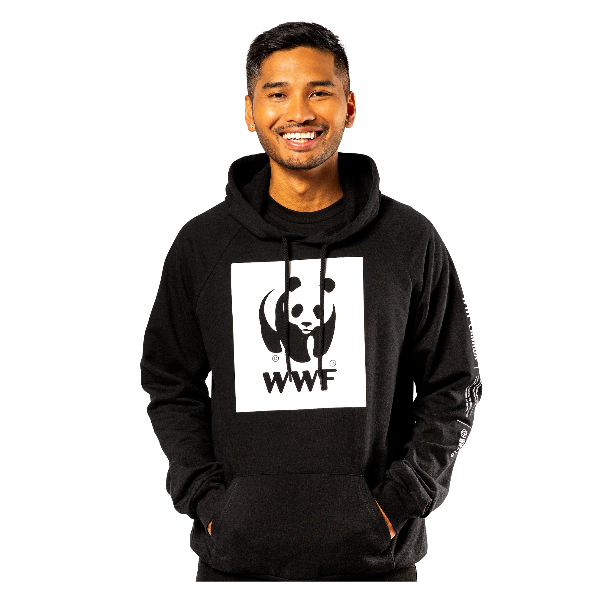 Chandail à capuchon unisexe, noir - WWF-Canada