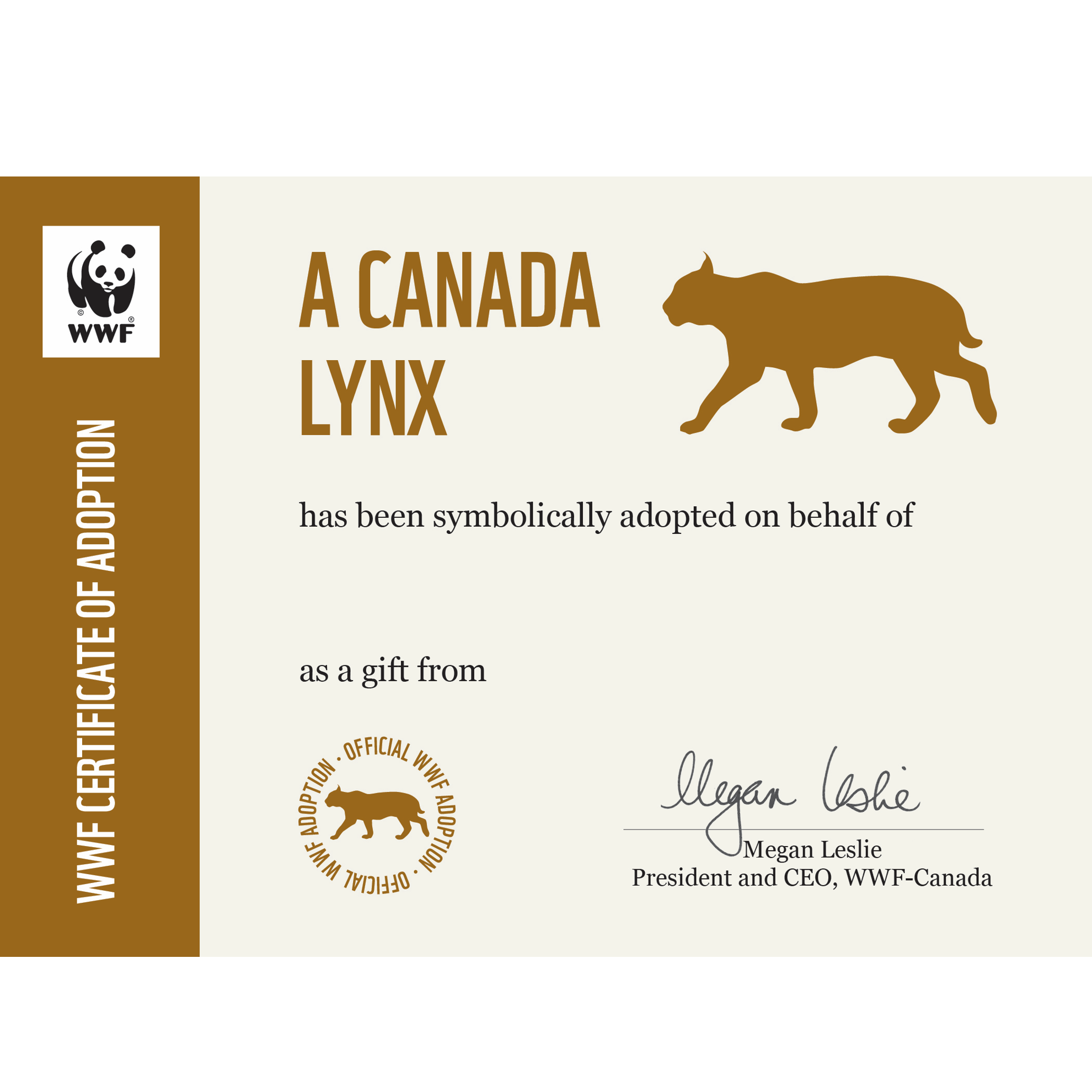 Canada lynx adoption card - WWF-Canada