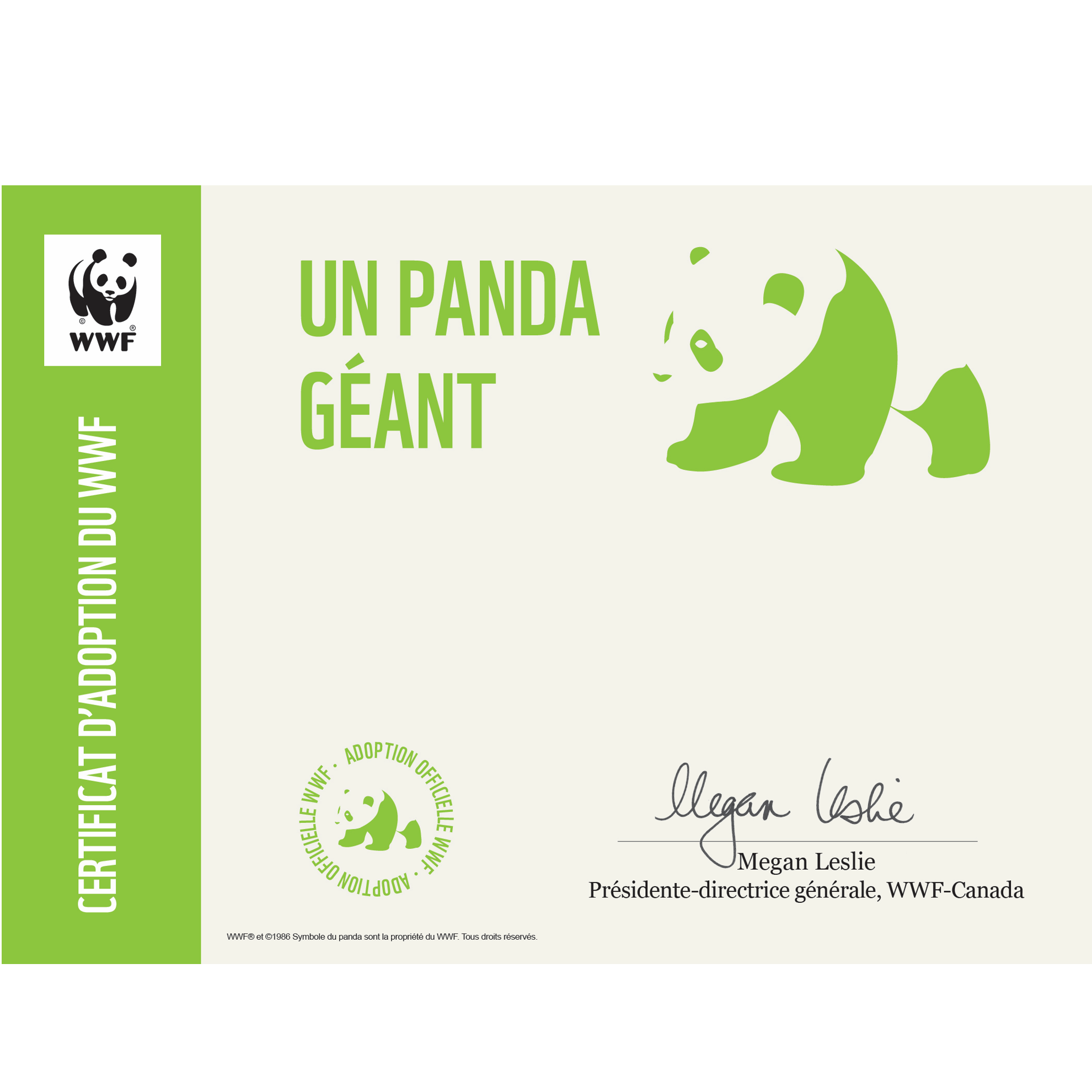 Carte panda géant