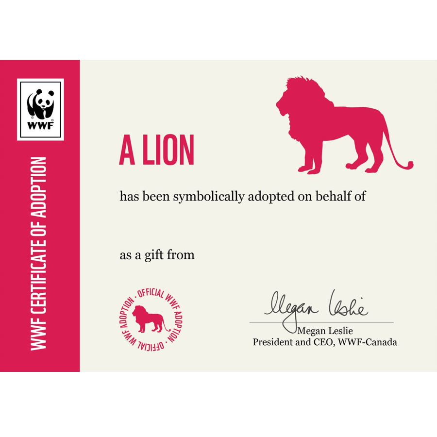 Lion adoption card - WWF-Canada