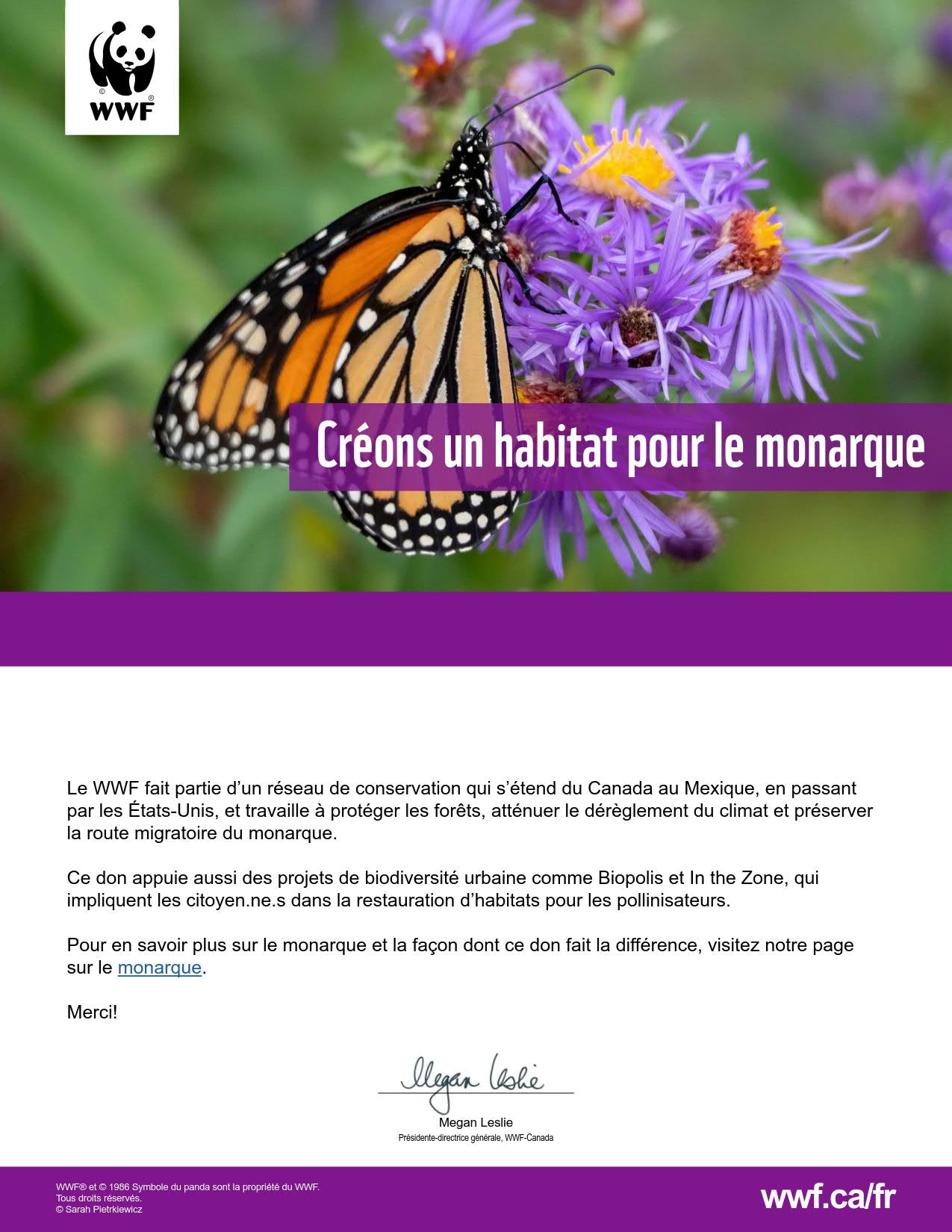 créons un habitat pour le monarque - WWF-Canada