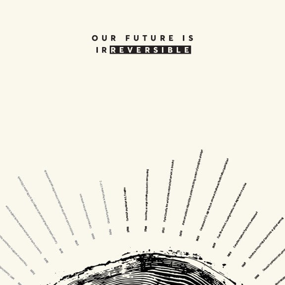 Regenerate Canada Poster close up of the upper half of the poster featuring copy that reads: "Our future is (ir)reversible
