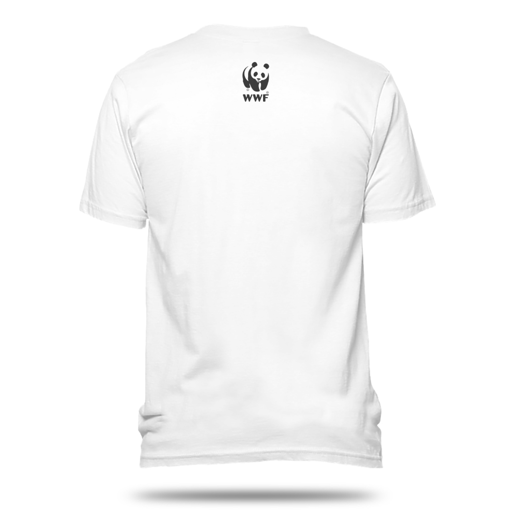Back view of the Regenerate Canada white t-shirt. Includes the WWF panda logo at the top, centre.