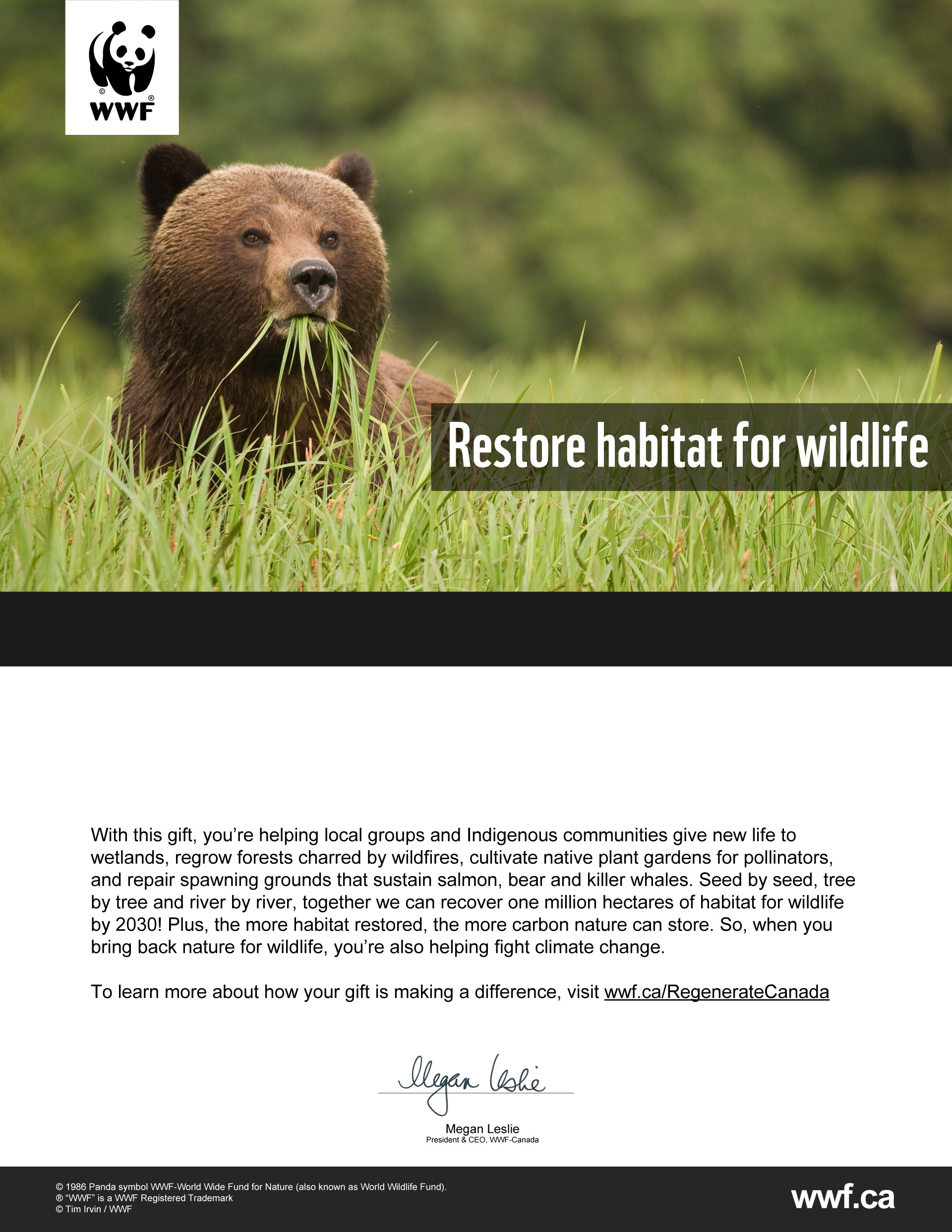 restore habitat for wildlife - WWF-Canada
