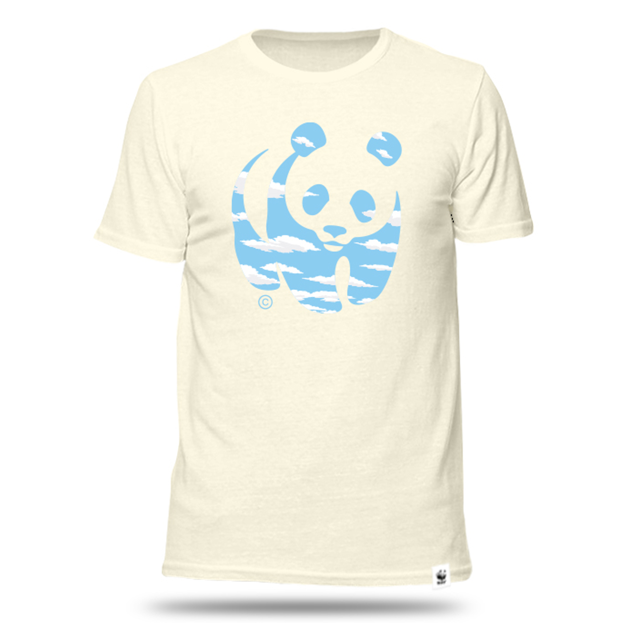Unisex cream colour t-shirt with the WWF logo with cloud graphic on the chest